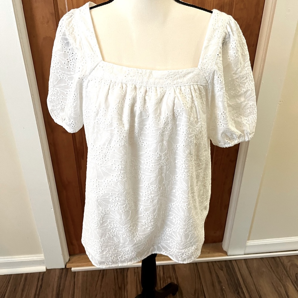 White Eyelet Pheasant Blouse